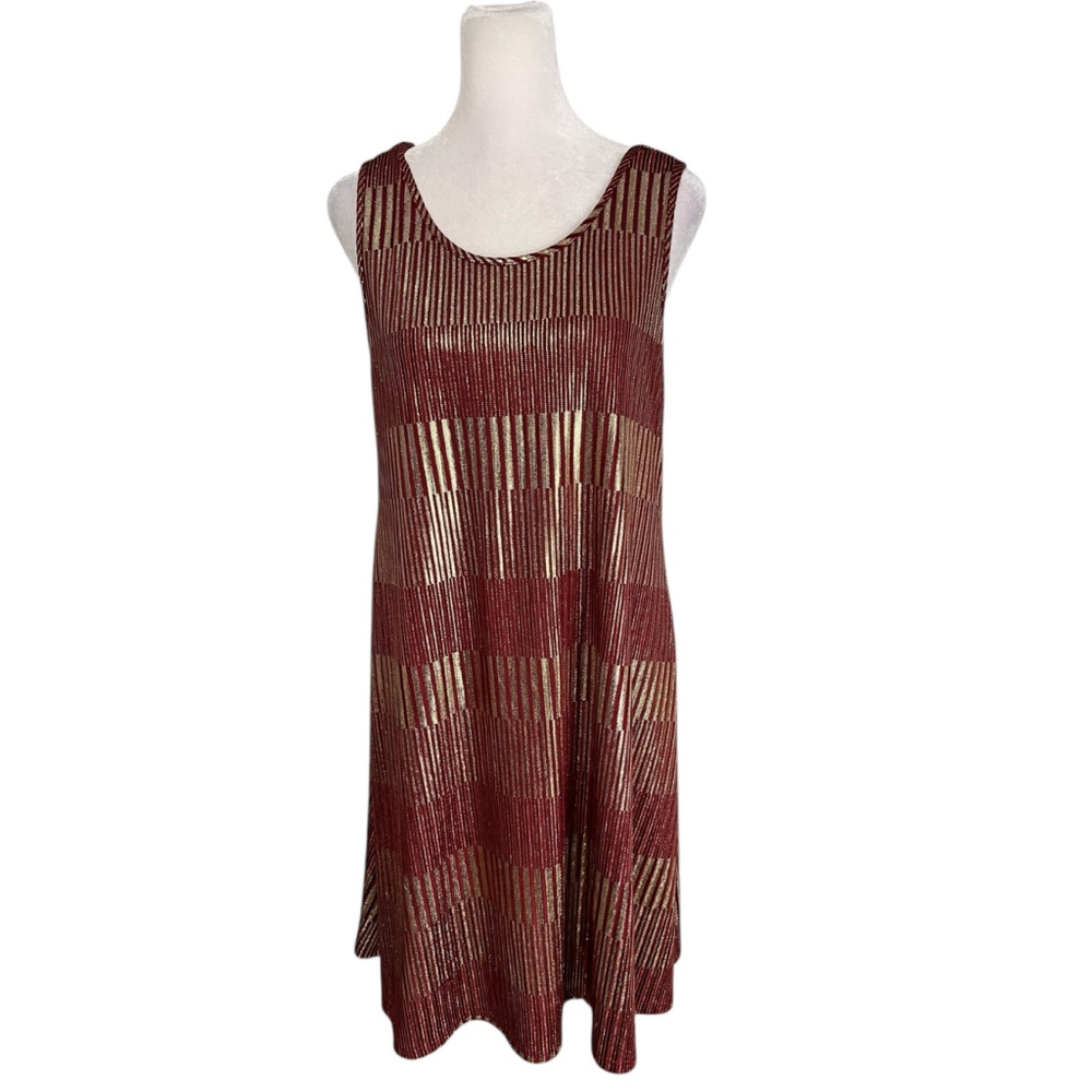 Espresso Red Gold Metallic Sleeveless Dress Size Medium NWT
